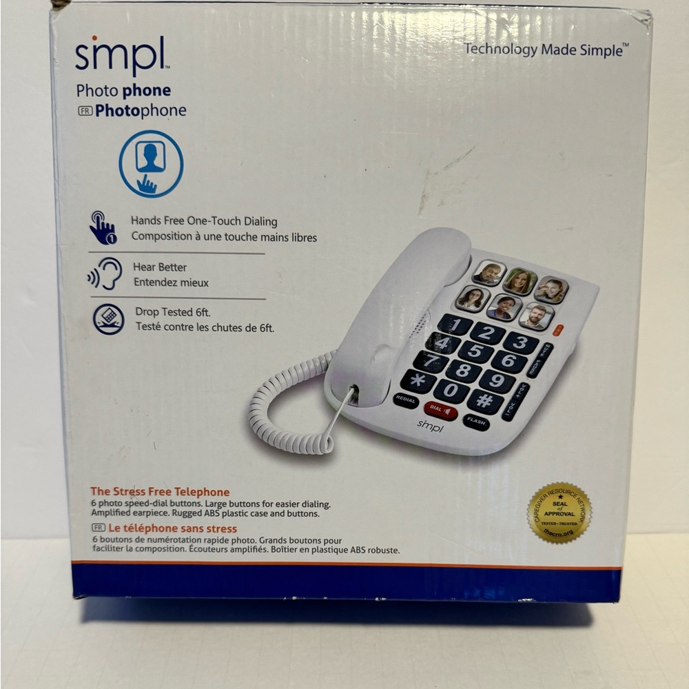 Simpl Photo Phone with large keys and pictures, for land lines, no power needed